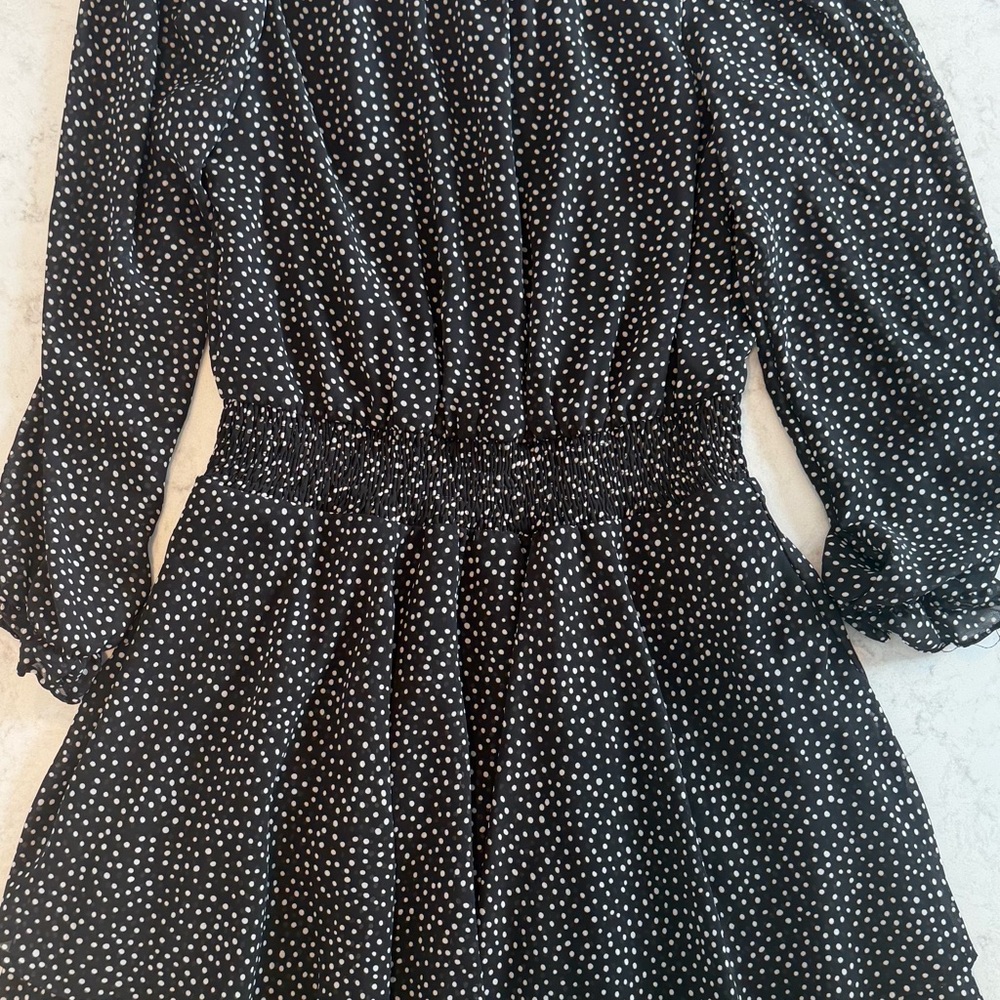 Elegant Black and White Polka Dot Dress